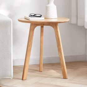 Solid Oak Round Side Table (Gray: Log color)