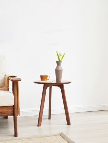 Solid Oak Round Side Table (Gray: Walnut Brown)