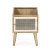 Nightstand with Rattan Decorated for Living Room & Bedroom