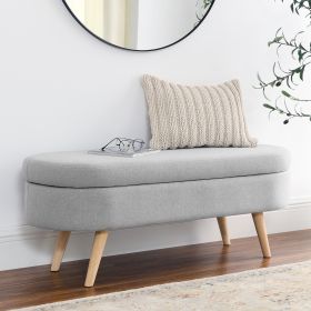 Oval Ottoman Storage Bench (Gray: Grey)