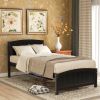 Twin Wood Platform Bed with Headboard and Footboard