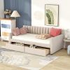 Twin Size Upholstered Daybed with Drawers