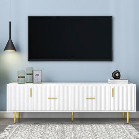 TV Stand with 5 Champagne Legs (Up to 75'') (Gray: White)