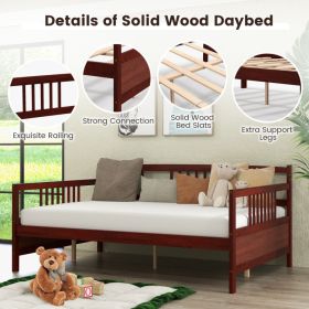 Full Size Daybed Frame with Guardrails (Gray: Brown)