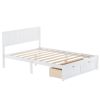 Full Size White Wooden Bed Frame with Underbed Storage Drawers - Ultimate Practicality and Comfort, Perfectly Fits Any Home Decor