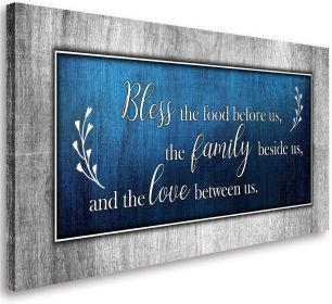 Bless The Food Quote Wall Framed Artwork (size: 24x48inchx1pcs)