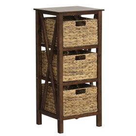 3/4-Tier Nightstand w/ Seagrass Baskets (size: 3 Baskets)