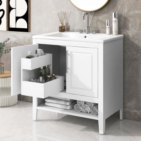 30" Bathroom Vanity with Sink (Gray: White)