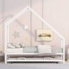 Metal House Bed With Trundle;  Twin Size House Bed