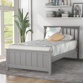 Wood Platform Bed Twin size Platform Bed (Gray: Gray)