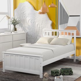 Wood Platform Bed Twin size Platform Bed (Gray: White)