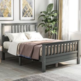 Wood Platform Bed with Headboard and Footboard (Gray: Gray)