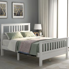 Wood Platform Bed with Headboard and Footboard (Gray: White)