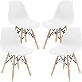 Set of 4 Modern Style Dining Chairs (Gray: White)