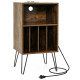 Record Player Stand with Charging Station for Living Room Bedroom (Gray: Rustic Brown)