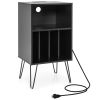 Record Player Stand with Charging Station for Living Room Bedroom