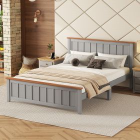 Queen Size Wood Platform Vintage Simple Bed Frame (Gray: Grey)