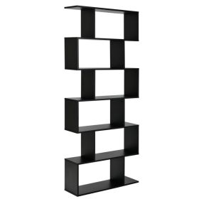 6 Tier S-Shaped Bookshelf (Gray: Black)