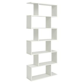 6 Tier S-Shaped Bookshelf (Gray: White)