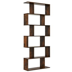 6 Tier S-Shaped Bookshelf (Gray: Brown)