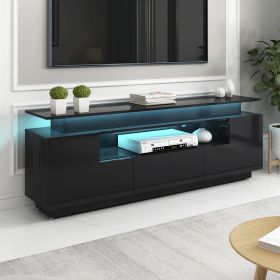 Stylish High Gloss 75" TV Cabinet (Gray: Black)