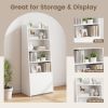 6-Tier Bookcase w/ 2 Adjustable Shelves and Flip Up Door