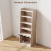 6-Tier Bookcase w/ 2 Adjustable Shelves and Flip Up Door