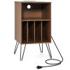 Record Player Stand with Charging Station for Living Room Bedroom