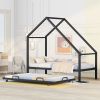 Metal House Bed With Trundle;  Twin Size House Bed