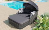 Outdoor Sunbed with Adjustable Canopy