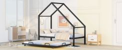 Metal House Bed With Trundle;  Twin Size House Bed