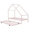 Metal House Bed With Trundle;  Twin Size House Bed