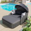 Outdoor Sunbed with Adjustable Canopy