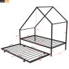 Metal House Bed With Trundle;  Twin Size House Bed