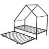 Metal House Bed With Trundle;  Twin Size House Bed