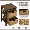 3/4-Tier Nightstand w/ Seagrass Baskets