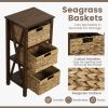 3/4-Tier Nightstand w/ Seagrass Baskets