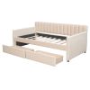 Twin Size Upholstered Daybed with Drawers