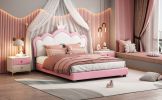 Full size Upholstered Princess Bed With Crown Headboard