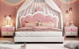 Full size Upholstered Princess Bed With Crown Headboard