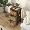 3/4-Tier Nightstand w/ Seagrass Baskets