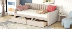 Twin Size Upholstered Daybed with Drawers