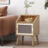 Nightstand with Rattan Decorated for Living Room & Bedroom