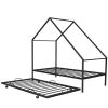 Metal House Bed With Trundle;  Twin Size House Bed