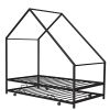 Metal House Bed With Trundle;  Twin Size House Bed