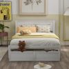 Full Size White Wooden Bed Frame with Underbed Storage Drawers - Ultimate Practicality and Comfort, Perfectly Fits Any Home Decor