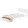 Full Size White Wooden Bed Frame with Underbed Storage Drawers - Ultimate Practicality and Comfort, Perfectly Fits Any Home Decor