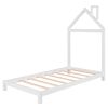 Twin Size Wood Platform Bed with House-shaped Headboard