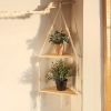 Handwoven Wooden Triangle Rack for Flower Pots, Pendants, and Room Decor