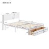 Full Size White Wooden Bed Frame with Underbed Storage Drawers - Ultimate Practicality and Comfort, Perfectly Fits Any Home Decor